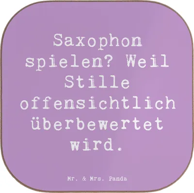 Produktbild von Mr. & Mrs. Panda Tassen Untersetzer Spruch Saxophon Leidenschaft - Lavendeltraum - Geschenk, Instrument, Tischschoner, für Gläser, Musik, Tischuntersetzer, Blues, Jazz