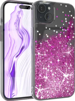 Produktbild von EAZY CASE - Glitzer Hülle kompatibel mit Apple iPhone 15 Plus Glitzer Schutzhülle, Soft Case, Backcover Transparent mit Motiv