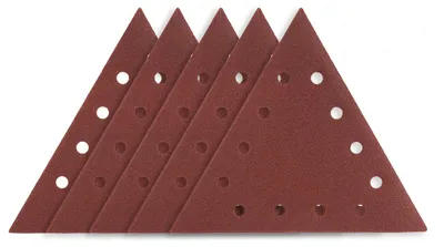 Image de Papier abrasif triangulaire à fixation auto-agrippante K80 avec 12 trous, 5 pièces