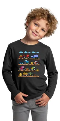Produktbild von Spreadshirt Fahrzeuge Auf Dem Bauernhof Kinder Premium Langarmshirt, 110/116 (4 Jahre), Anthrazit meliert