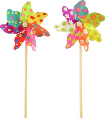 Produktbild von Blumenstecker Windmühle / Windrad Plastik 17x48cm bunt 2er Set