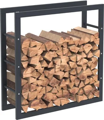 Produktbild von Bc-elec - HHWPF0020 Holzablage aus schwarzem Stahl 80*80*25CM, Rack für Brennholz, Kaminholzablage.