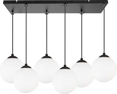 Produktbild von Light-Home Florence Lampenschirm Hängelampe Hängeleuchte - Deckenlampe Industrial für Wohnzimmer Schlafzimmer und Esszimmer - Pendelleuchte Glas mit Metall - 6-Flammig - Schwarz