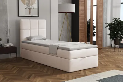 Produktbild von MR GROUP Boxspringbett GRAZ 100 x 200 cm Kinderbett, Jugendbett, Einzelbetten, Bett mit Stauraum, Polsterbett Matratze Topper H3 Schlafzimmer, beige