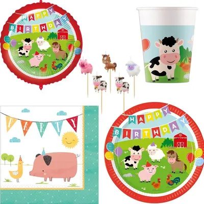 Produktbild von Bauernhof Kindergeburtstag Deko Partyset Geburtstag Party Dekoration