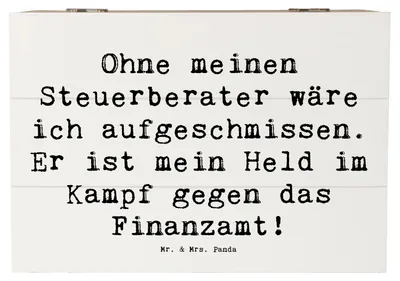 Produktbild von Mr. & Mrs. Panda Box Spruch Steuerberater Held 22 x 15 cm - Weiß - Geschenk, Aufbewahrungsbox aus Holz, Beruf, Steuergesetze, geschenkkiste, Abgabefristen, Kiste, Berufe