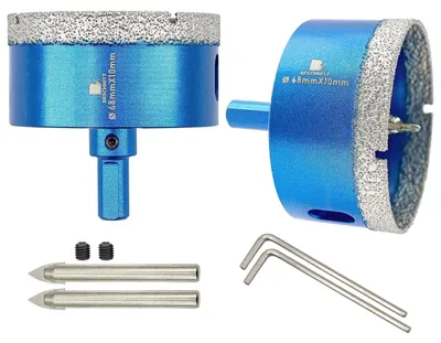 Produktbild von Diamant Fliesenbohrer mit Zentrierbohrer, 2 Stück, 68mm, Dreiecksschaft