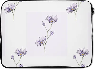 Produktbild von MuchoWow® Laptop Hülle 13 Zoll Blumen - Lila - Muster Laptoptasche - Laptophülle - Sleeve - Rundumschutz