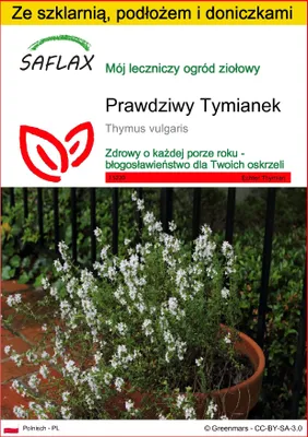 Zdjęcie produktu dla SAFLAX - Zestaw do uprawy - Prawdziwy Tymianek - 200 Nasiona - Z mini szklarnią, podłożem uprawowym i 2 doniczkami - Thymus vulgaris
