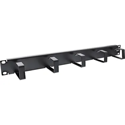 Immagine prodotto di Pannello di gestione cavi InLine® 19", 5 staffe piccole, RAL9005, nero