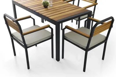 Image de Garniture Salle à manger Coin repas Table et chaises Set 7pcs Marron