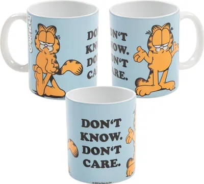 Produktbild von Garfield Tasse - Don't know Don't care Kaffeetasse Becher Kaffeebecher aus Keramik Blau 320 ml