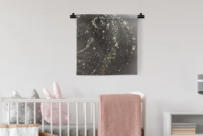 Produktbild von MuchoWow® Wandteppich Wandbehang Marmor - Schwarz - Muster - Gold 60x60 cm Tapisserie Dekoration Wandtuch - Dekorationen - Wand Decke