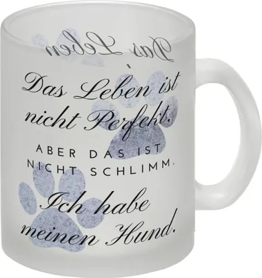 Produktbild von Das Leben ist nicht Perfekt Hunde Glas Tasse mit Spruch