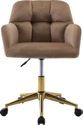 Produktbild von Bürostuhl höhenverstellbar - Samt - Beige & Goldfarben - PEGA