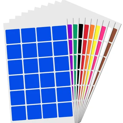 Produktbild von TownStix Umzugsaufkleber 25 mm Quadrat - 1200 Stück - 10 Farben bunt