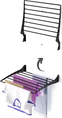 Immagine prodotto di Stendibiancheria a parete, pieghevole e salvaspazio - Foxydry Fold 60 cm Nero