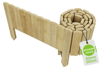 Image de Bordure flexible en bois - Bordure pour massifs et pelouses - Longueur : 200 cm - Hauteur : 20 cm - Couleur bois - Idéale pour les allées de jardin