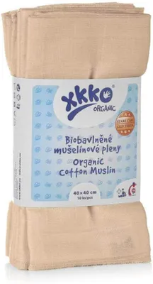 Zdjęcie produktu dla XKKO - Organiczne pieluszki muślinowe - 100% bawełna organiczna (stare czasy) 40x40cm - 10 sztuk kolor natura
