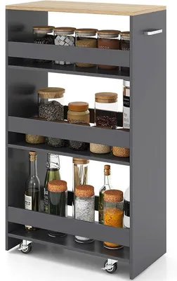 Obrázek produktu pro Kuchyňský 4patrový vozík MY43834, 47,5 x 25 x 80,5 cm, šedý