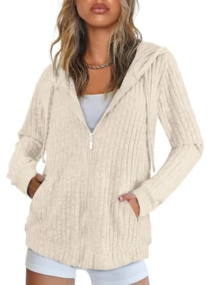 Produktbild von Damen Zip Hoodie - Lässiger Hoodie mit Kapuze für Frühling und Herbst