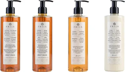 Produktbild von Prija XL Ginseng Set - 4 x 380ml - 1 x Körpercreme für Hände und Körper - 1 x Haut-& Haar Shampoo Vitalisierend - 1 x Aufbau-Shampoo mit Eruca Sativa - 1 x Flüssigseife Für Geschmeidige Haut