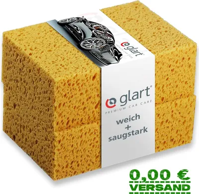 Produktbild von Glart 44WSN 2er Set Natur-Waschschwämme für Autowäsche, Lack, 18x12x6 cm