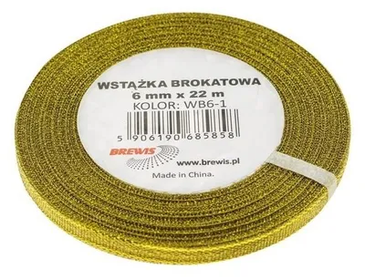 Zdjęcie produktu dla Wstążka brokatowa złota 6 mm x 22 m