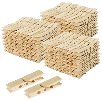 Immagine prodotto di Graziose mollette in bambù, 300 pezzi - Mollette in legno da 6 cm per bucato e lavori manuali