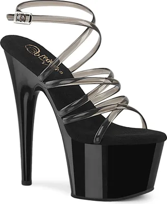 Produktbild von ADORE-706 Pleaser High Heels Plateausandaletten dreifach Kreuzriemchen rauch getönt