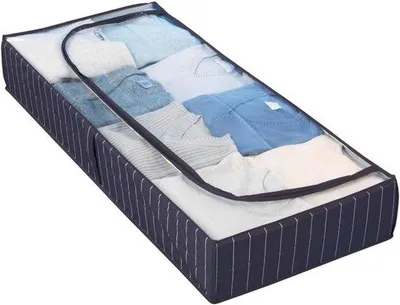 Obrázok produktu pre Modrá úložná skrinka pod posteľ 105 x 15 x 45 cm, polyetylén