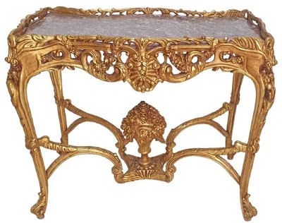 Produktbild von Casa Padrino Barock Beistelltisch Gold / Grau - Rechteckiger Antik Stil Tisch mit Marmorplatte - Wohnzimmer Möbel im Barockstil - Antik Stil Möbel - Barock Möbel