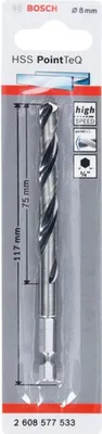 Produktbild von Bosch HSS PointTeQ HEX Metallbohrer DIN338 8,0mm, 1er VE, 2608577533