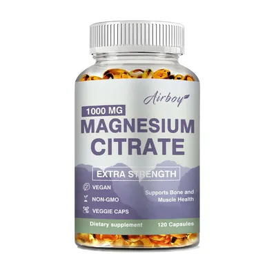 Immagine prodotto di Magnesio citrato 1000mg (120 capsule) integratore alimentare, ossa, digestione, cervello, nervi, salute delle ossa
