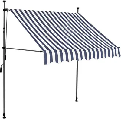 Image de vidaXL Store rétractable manuel avec LED 200 cm bleu et blanc