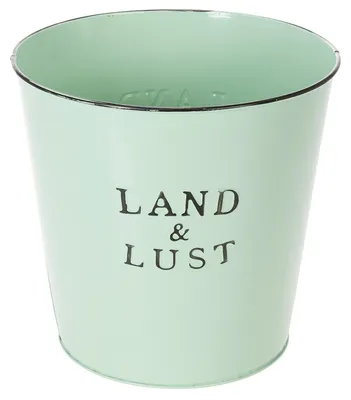 Produktbild von Vintage Blumentopf aus Metall mit Retro-Schriftzug für Dekoration