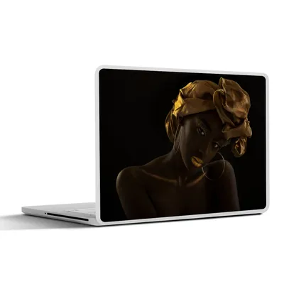 Produktbild von MuchoWow® Laptop Aufkleber Sticker Cover Frauen - Kopftuch - Gold - Luxus 30x21 cm - Sticker für Laptop - Selbstklebend