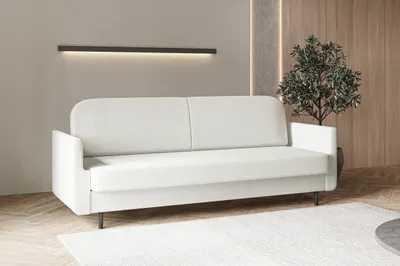 Produktbild von Sofa mit Schlaffunktion und Bettkasten, Polstersofa, Sofagarnitur Wohnlandschaft mit Bettfunktion, Couch für Wohnzimmer - Schlafsofa - POUCH - Weiß - Aragon 01