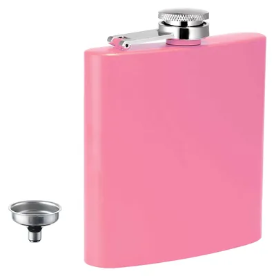 Produktbild von Flachmann aus Edelstahl, matt, auslaufsicher, 170 ml, mit Trichter, verliersicherer Verschluss, tragbare Weinflasche mit breiter Öffnung für Outdoor-Aktivitäten