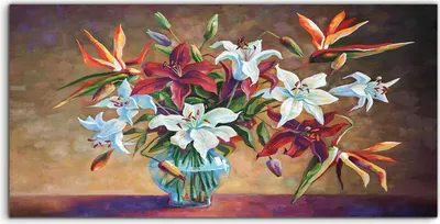 Produktbild von Coloray Acrylbild 100x50  Wandbild Acrylbilder Foto groß Strelitzia und Lilien Blumen