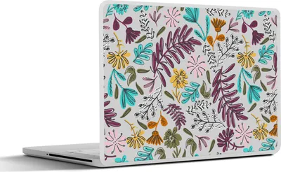 Produktbild von MuchoWow® Laptop Aufkleber Sticker Cover Blumen - Blätter - Muster 30x21 cm - Sticker für Laptop - Selbstklebend