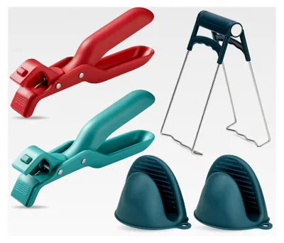 Produktbild von 5-teiliges Set Heizplattengreifer, Heizplattengreifer und Festklemmen, Zange für Heißluftfritteuse für Kochliebhaber