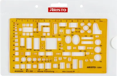 Produktbild von Aristo Möblierungsschablone Architekt 1:100, 225 x 125 mm, Tuschenoppen
