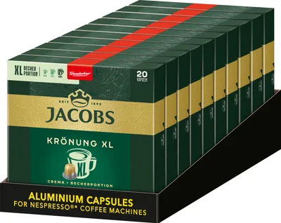 Produktbild von JACOBS Kapseln Krönung Crema XL 200 Nespresso®* kompatibel 10 x 20 Kaffeekapseln