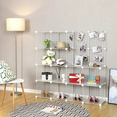 Immagine prodotto di Organizer in metallo bianco con 16 scomparti, contenitore trasparente LPI44W
