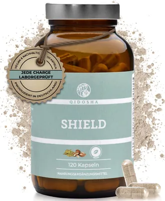 Produktbild von QIDOSHA SHIELD Jod Selen Komplex mit L-Tyrosin, Zink, Ashwagandha, 120 Kapseln