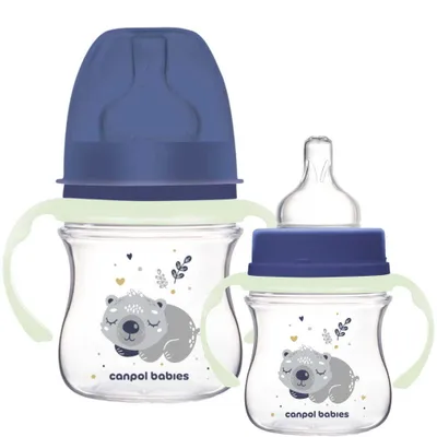 Produktbild von Canpol Babyflasche, Anti-Kolik EasyStart Schlafender Koala 0m+ 35/236 Blau 120ml