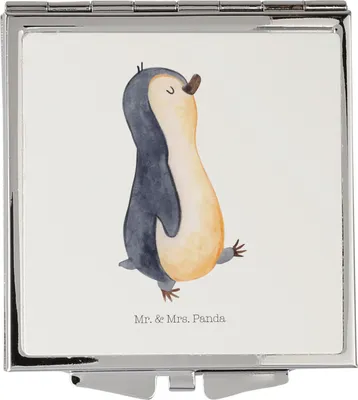 Produktbild von Mr. & Mrs. Panda Handspiegel Pinguin marschieren - Weiß - Geschenk, Schminkspiegel klein, Spazieren, Frauen Spiegel, Stolz, Klappspiegel, Kleiner, Kosmetikspiegel, Bruder