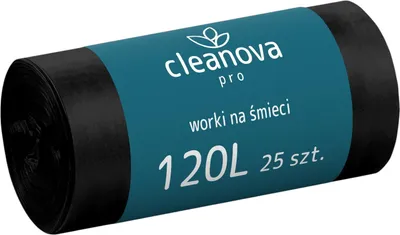 Productafbeelding van Vuilniszakken, 120 liter, 25 stuks, zwart, CLEANOVA