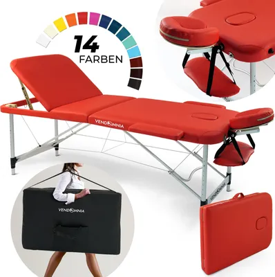 Produktbild von Mobile Massageliege - Alufüße mit 3 Zonen-Klappbar, Massagetisch, Massagebett-höhenverstellbar inkl. Kopfstütze, Tasche Farbe: Rot
